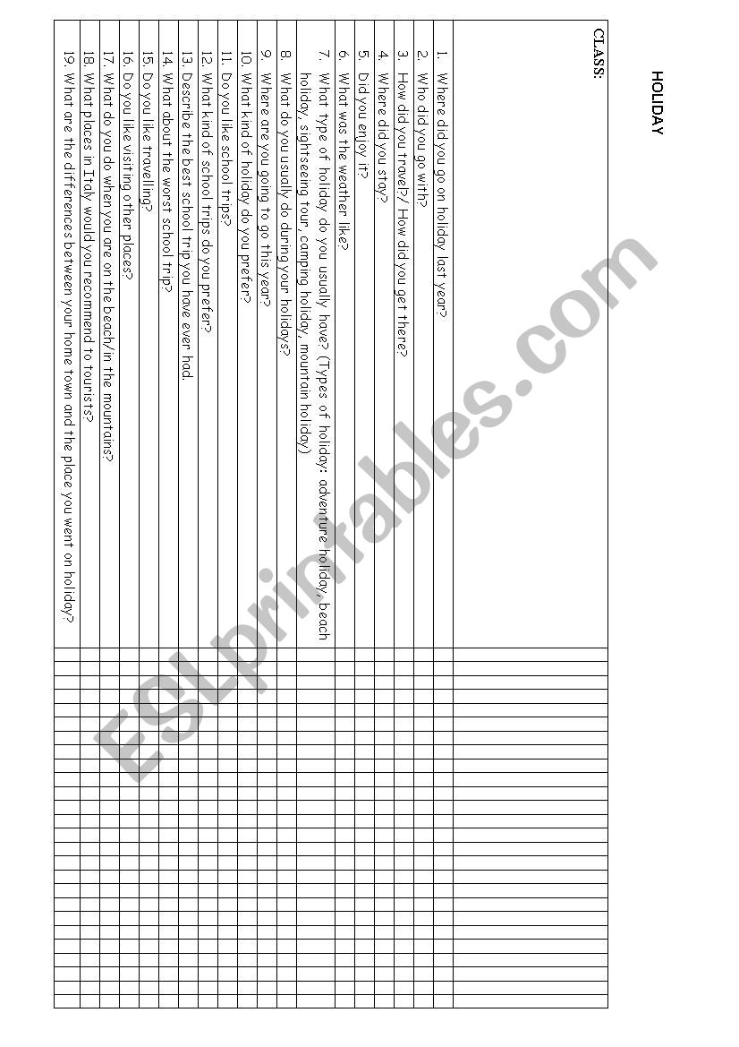 trinity grade 4 holidays worksheet