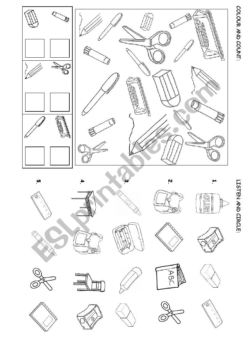 Classroom Objects worksheet