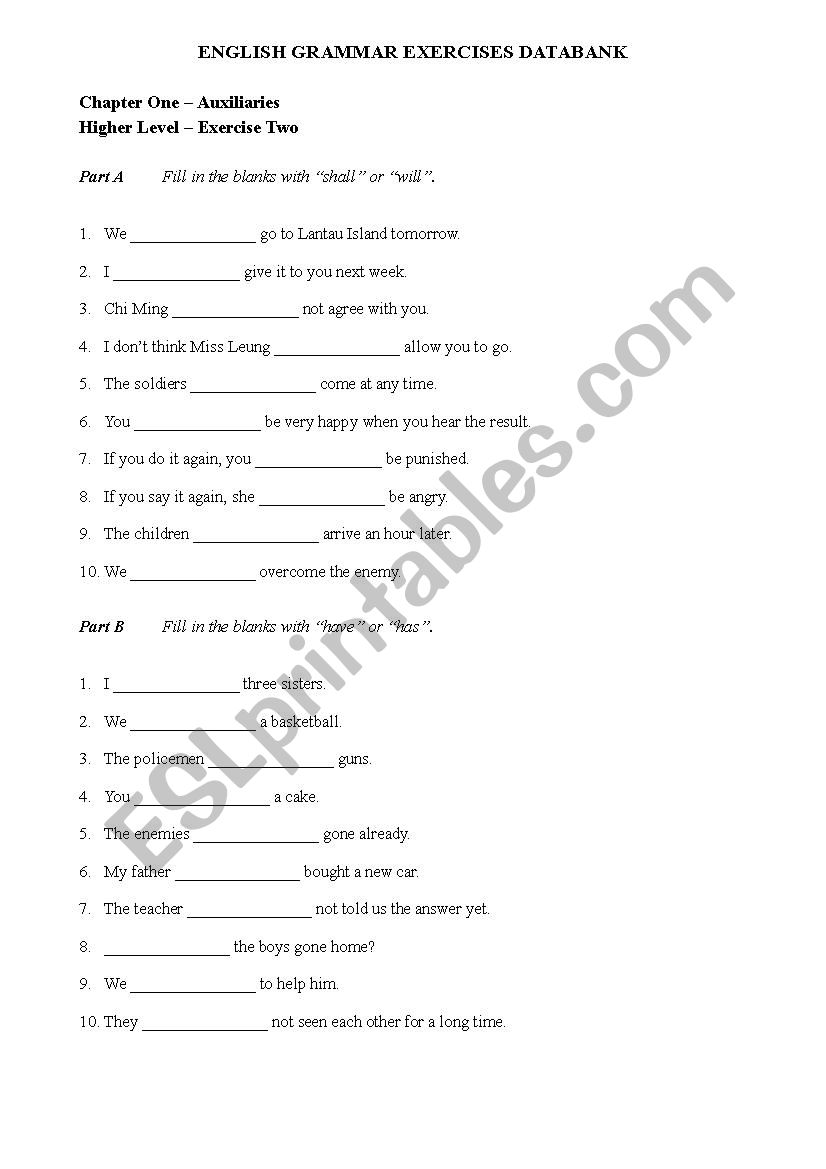 english grammar exercises data bank modal verbs higher level key included esl worksheet by tangsl