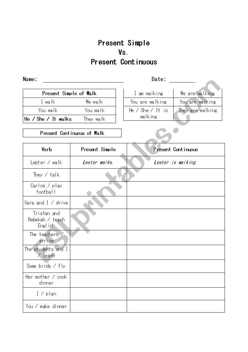 Past Simple vs. Past Continuous Worksheet