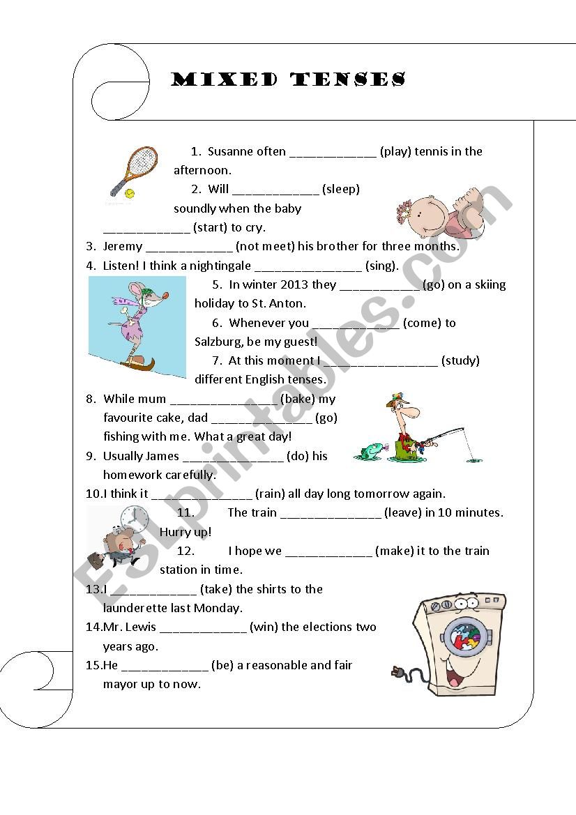 Mixed Tenses ESL Worksheet By Rubibutterfly