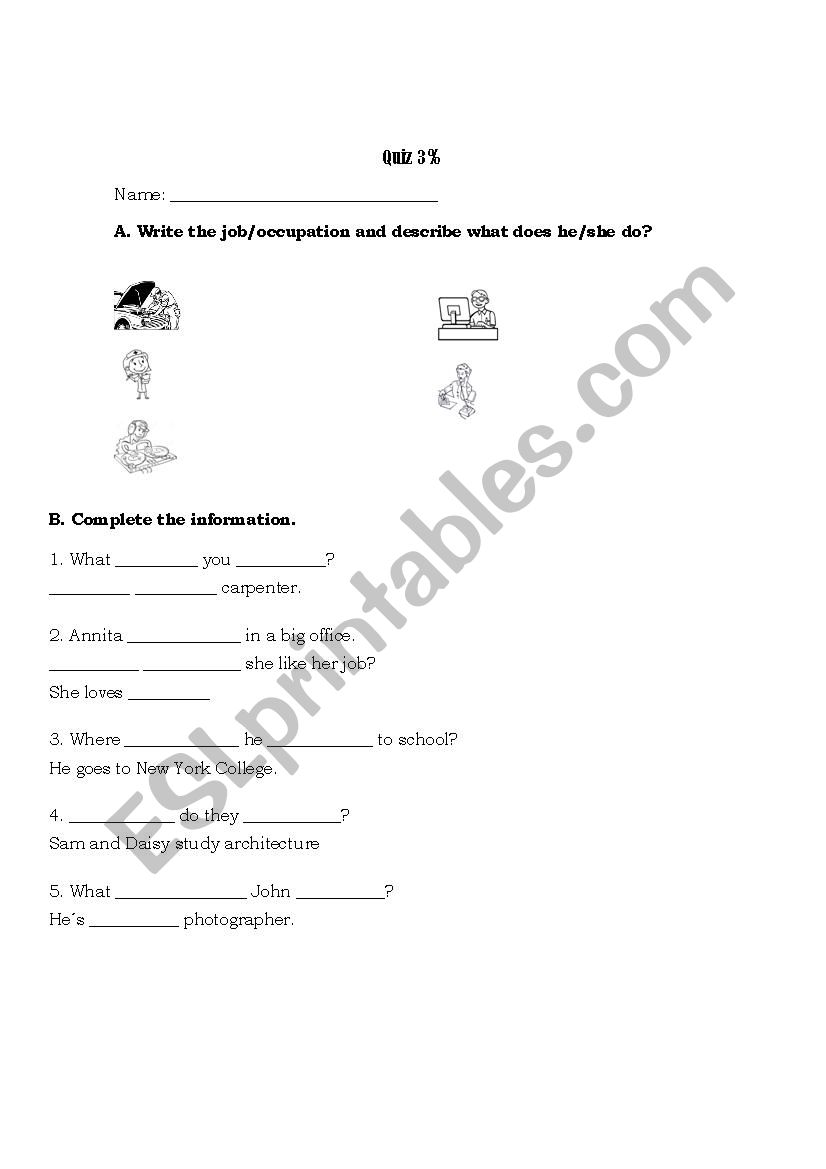 Jobs worksheet