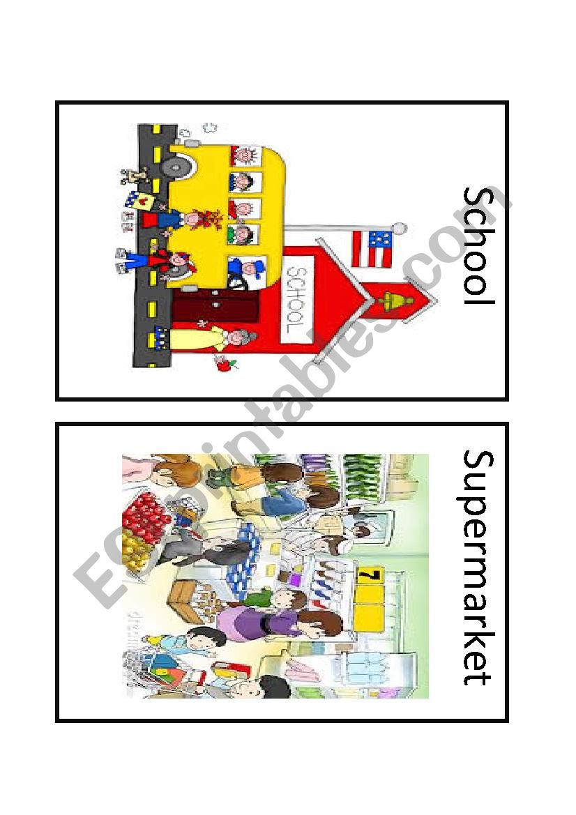Places around town flashcards worksheet