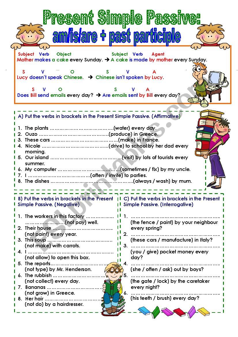 Present Simple Passive ESL Worksheet By Vickyvar