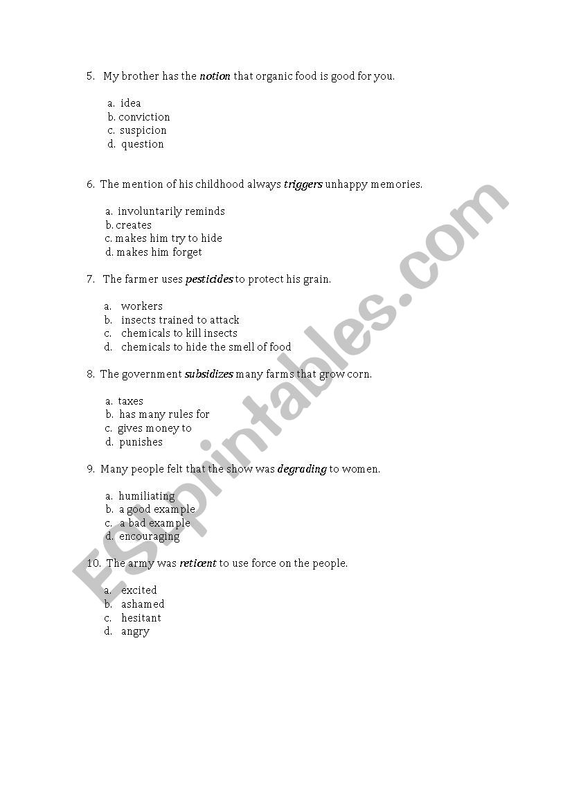 FOOD INC Vocabulary - ESL worksheet by Upen Atem With Food Inc Movie Worksheet