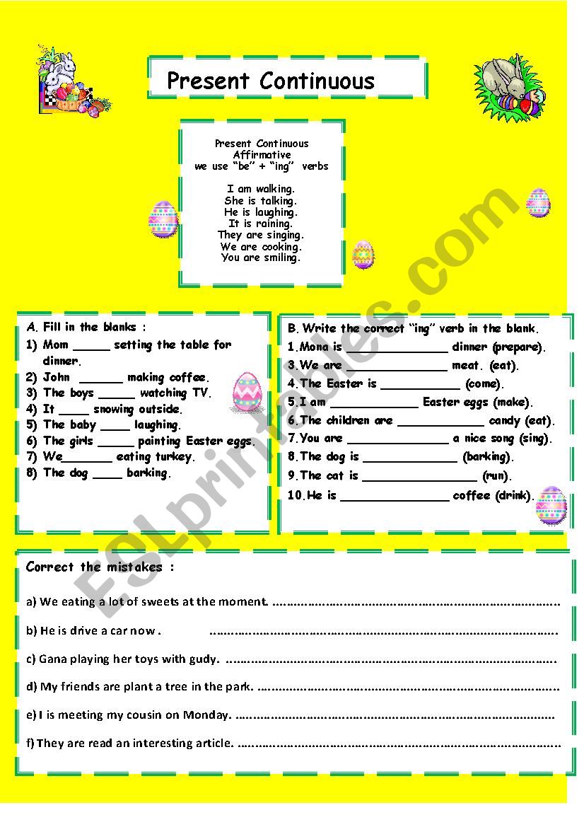 present continuous worksheet