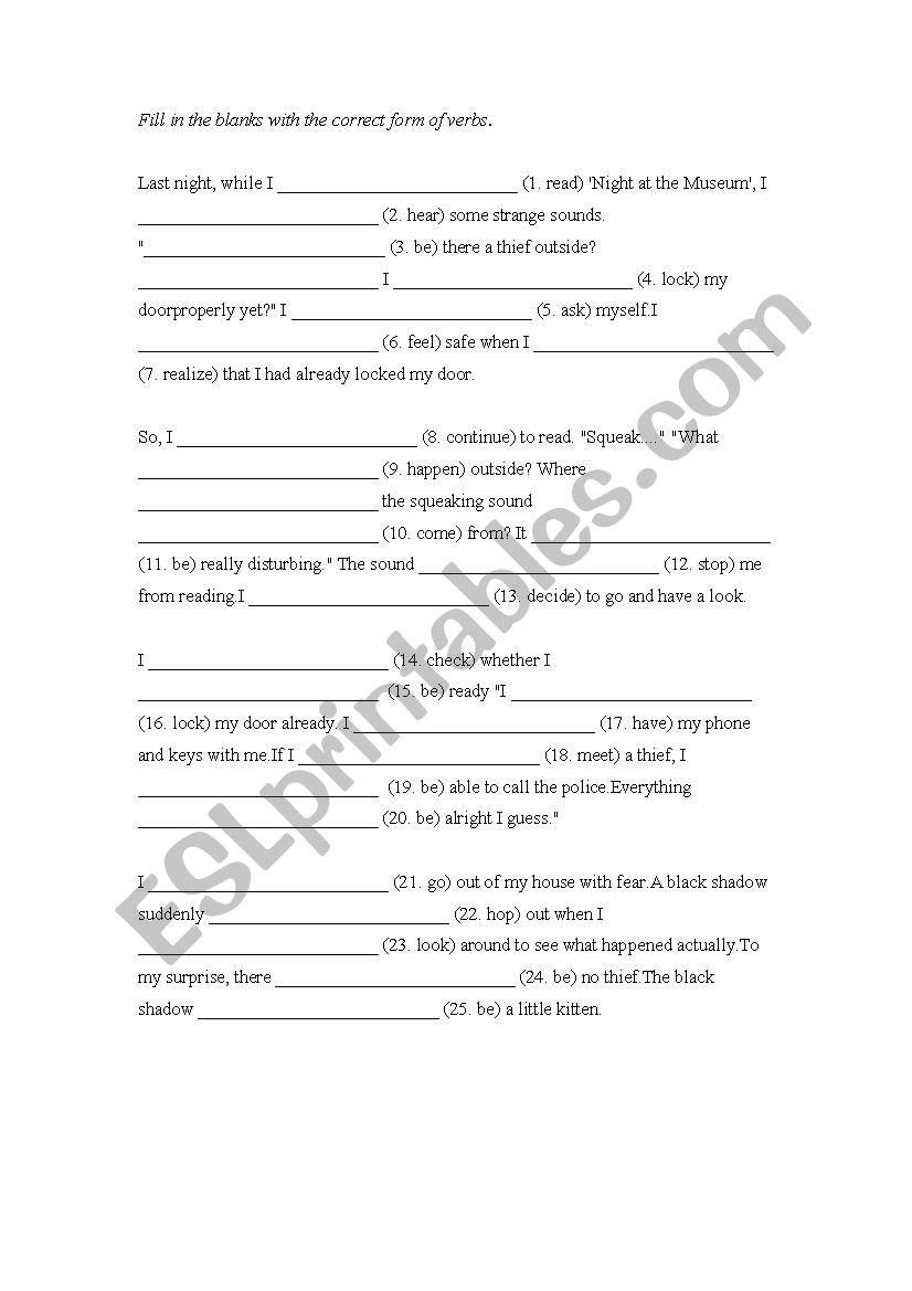 Mix Tenses Exercise In Paragraph Form ESL Worksheet By Kat0928