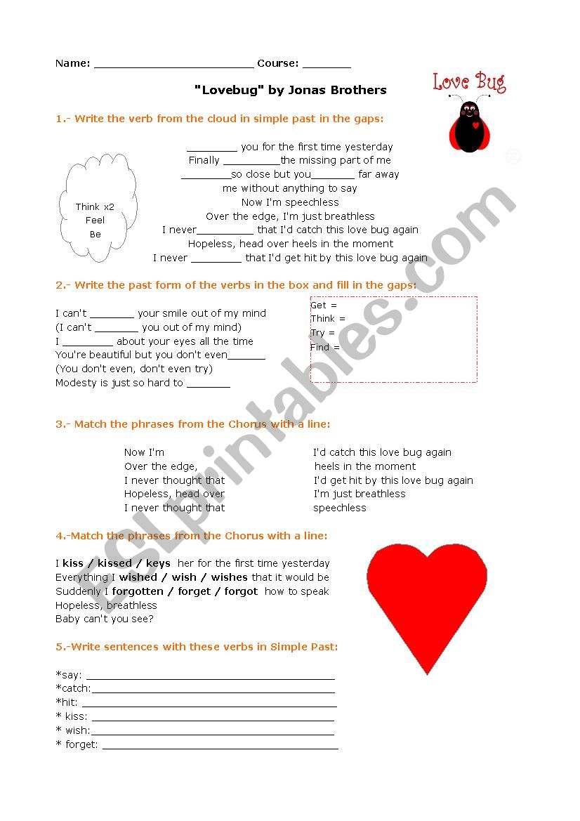 Lovebug Song worksheet