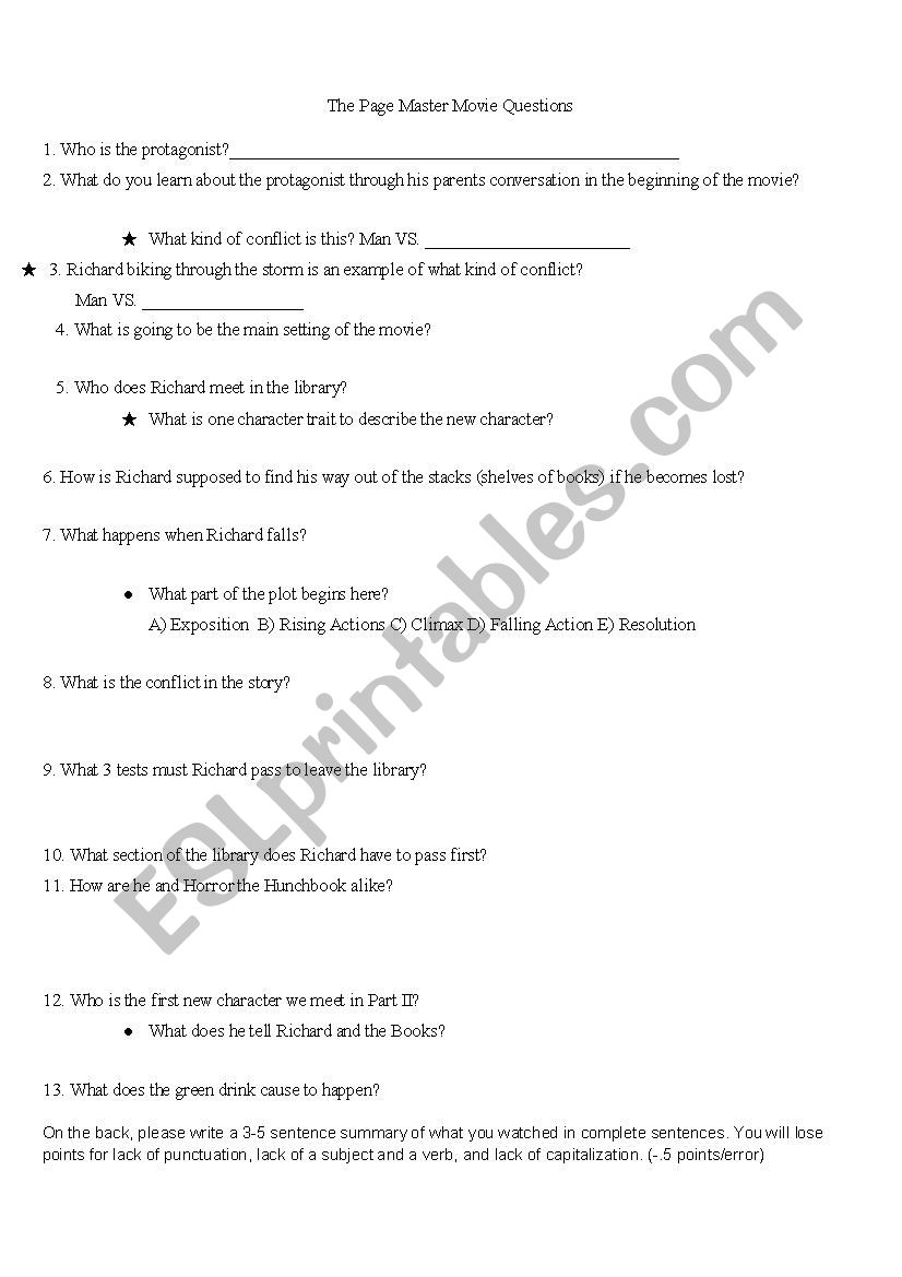 The Page Master worksheet