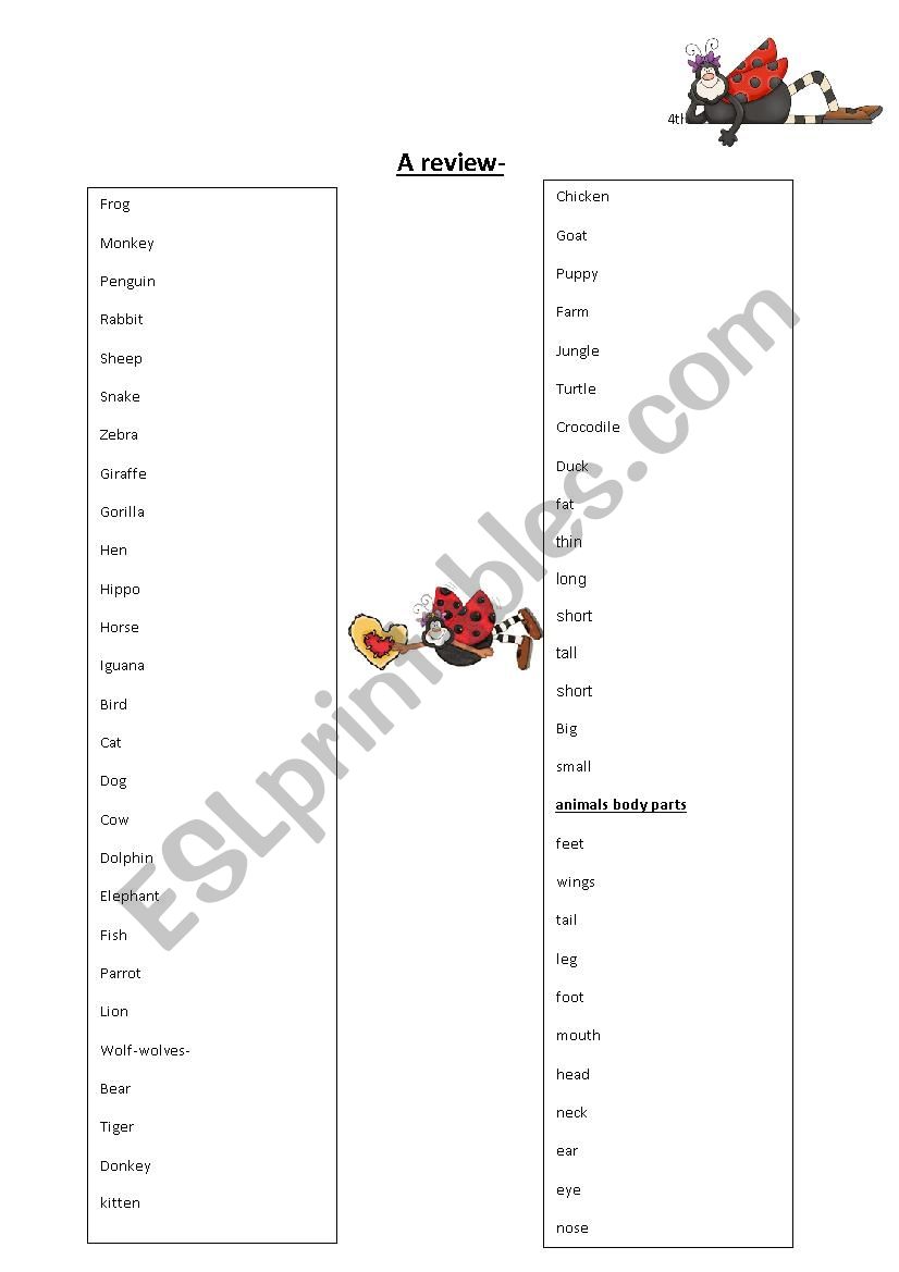 vocabulary summery worksheet