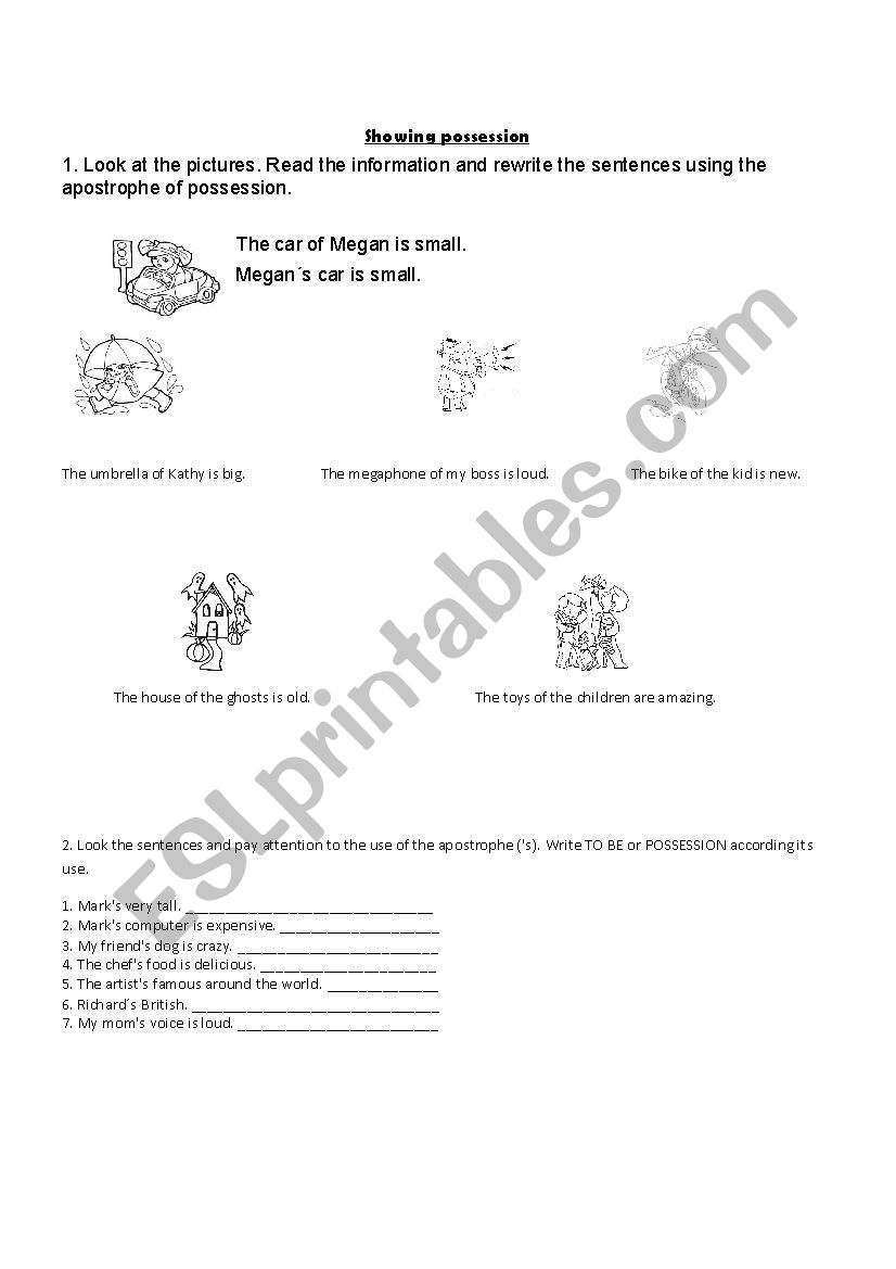 Showing possession worksheet