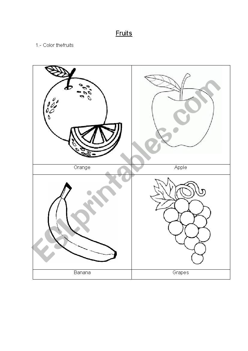 Color Fruits Anb Vegetables Esl Worksheet By Mpparada
