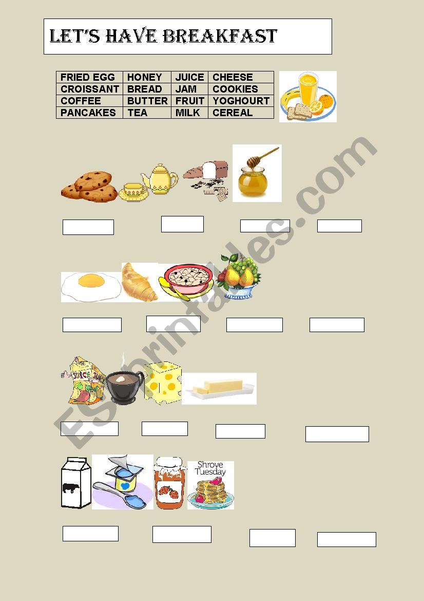 LET´S HAVE BREAKFAST! - ESL worksheet by gemaherlo