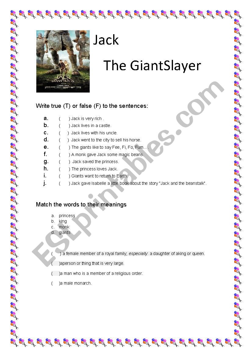 Jack the giant slayer movie activity 