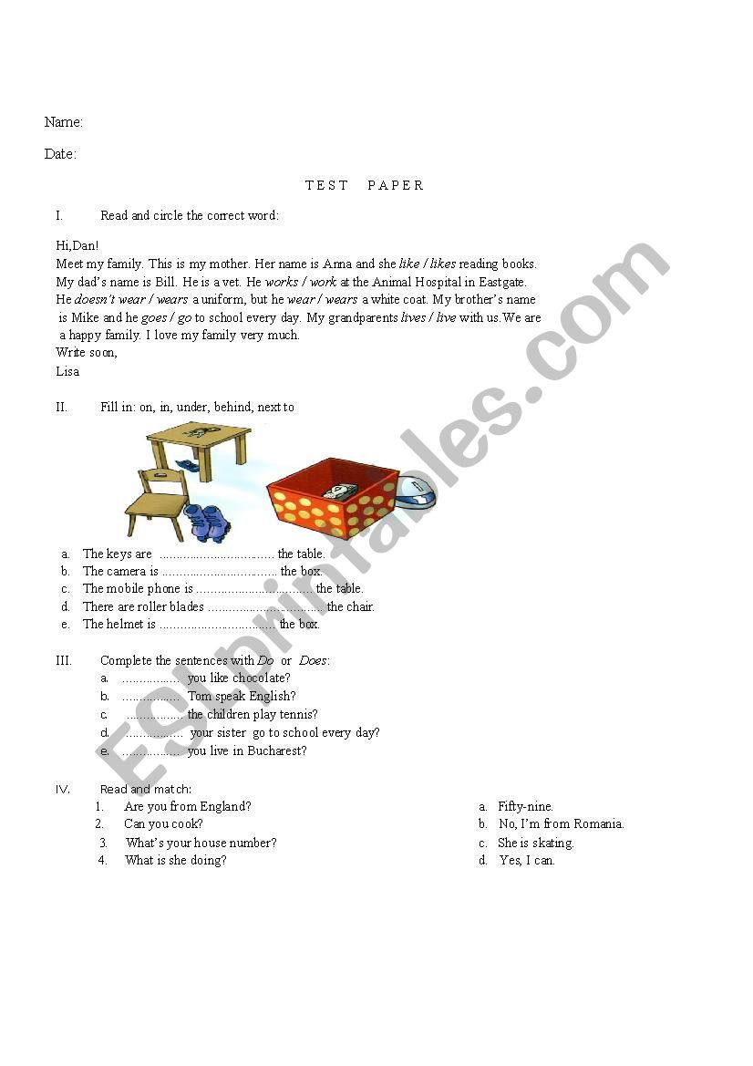 prepositions worksheet