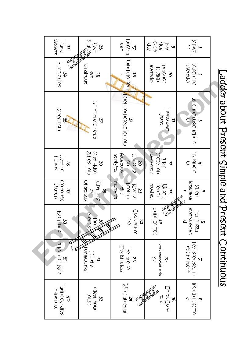 Ladder about Present Simple and Present Continuous