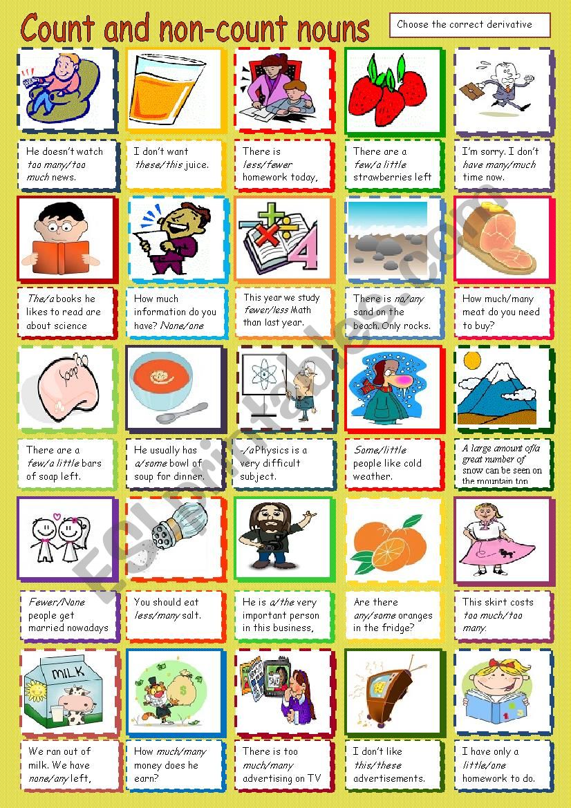 Count And Non count Nouns Determiners ESL Worksheet By Andromaha