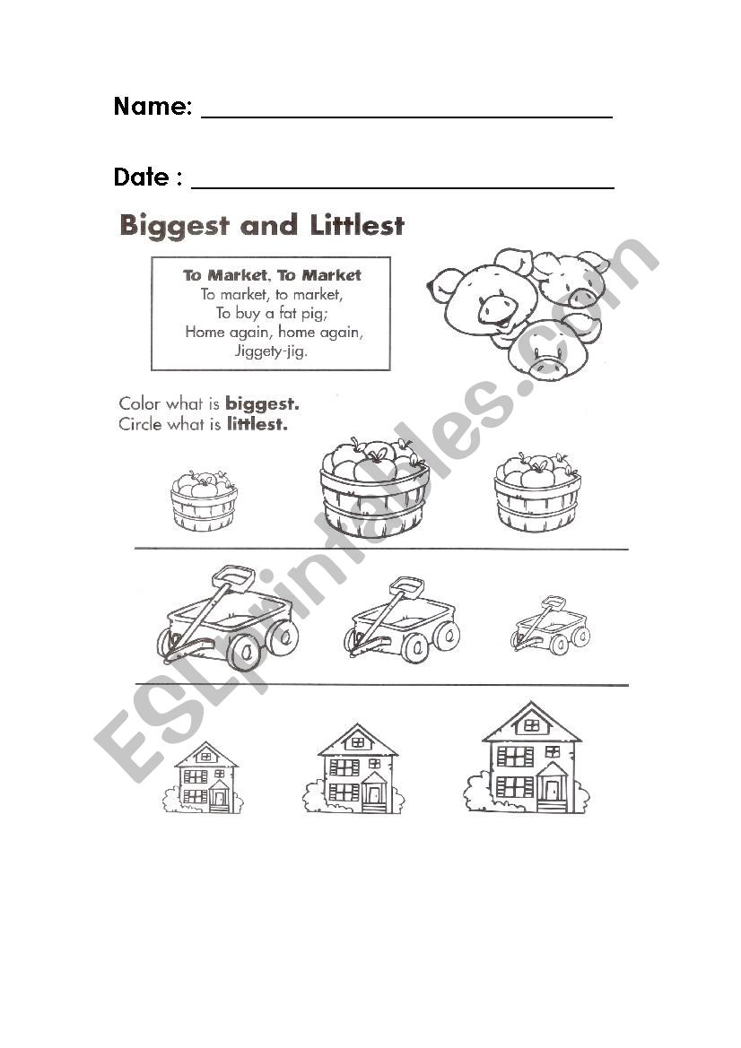 Biggest and Smallest worksheet