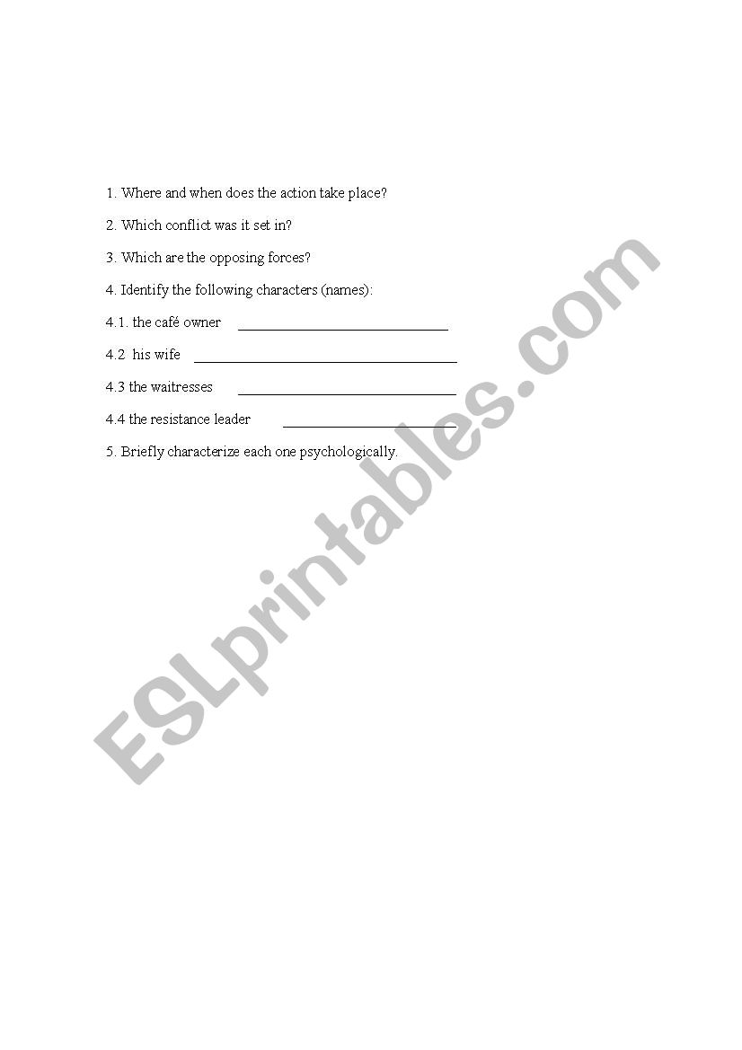 Allo, Allo! worksheet