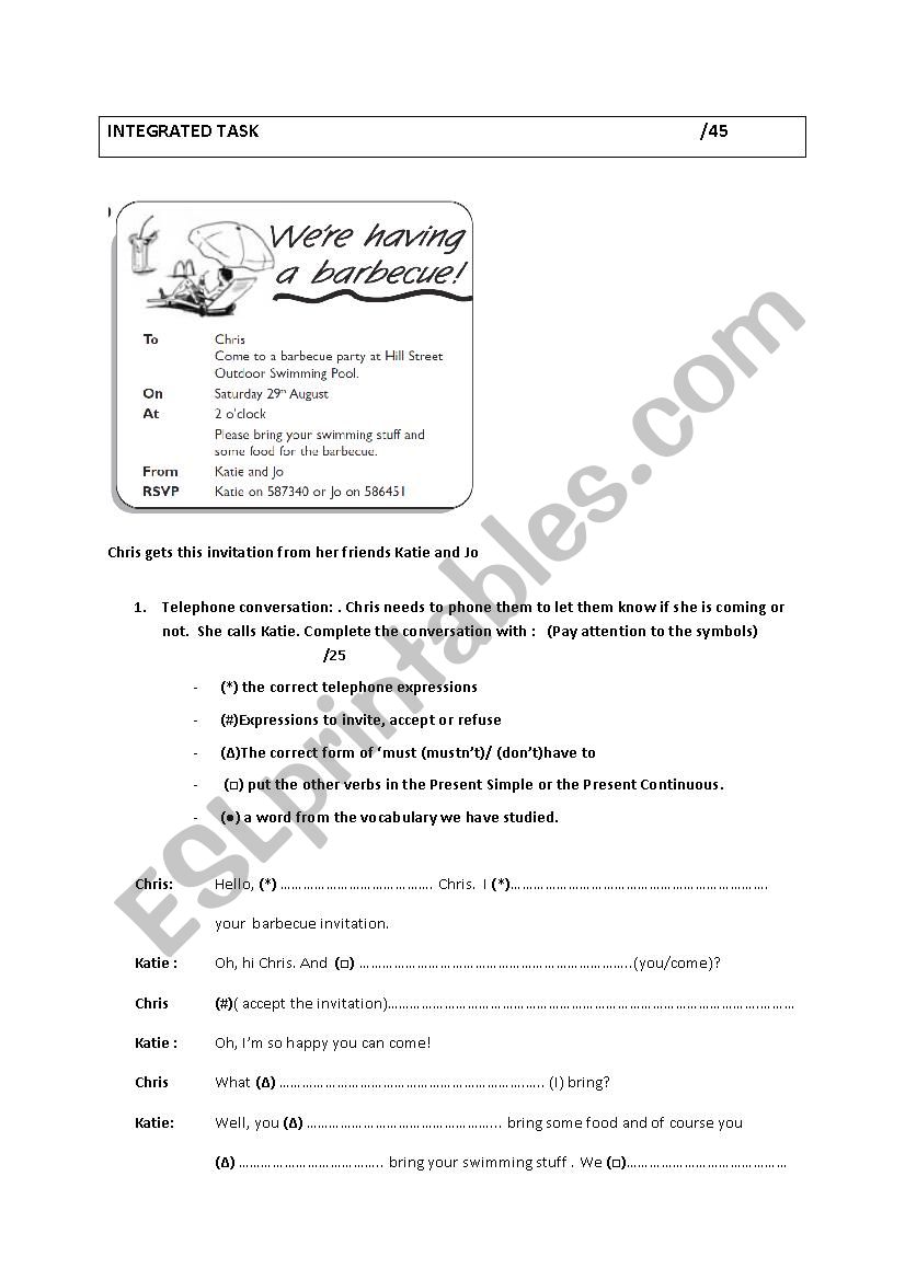 Taaltaak (Task)  worksheet