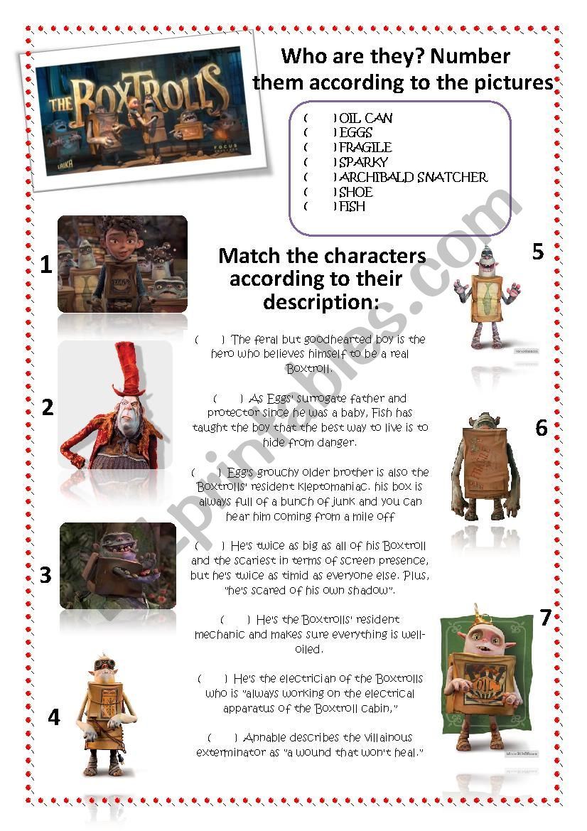 Boxtrolls Movie Activity worksheet