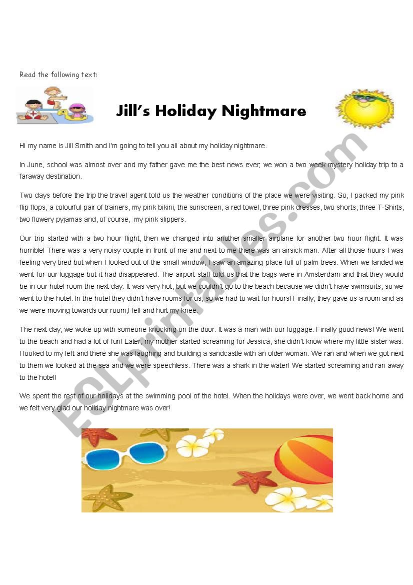 Jill S Holiday Nightmare Esl Worksheet By Filbarbosa