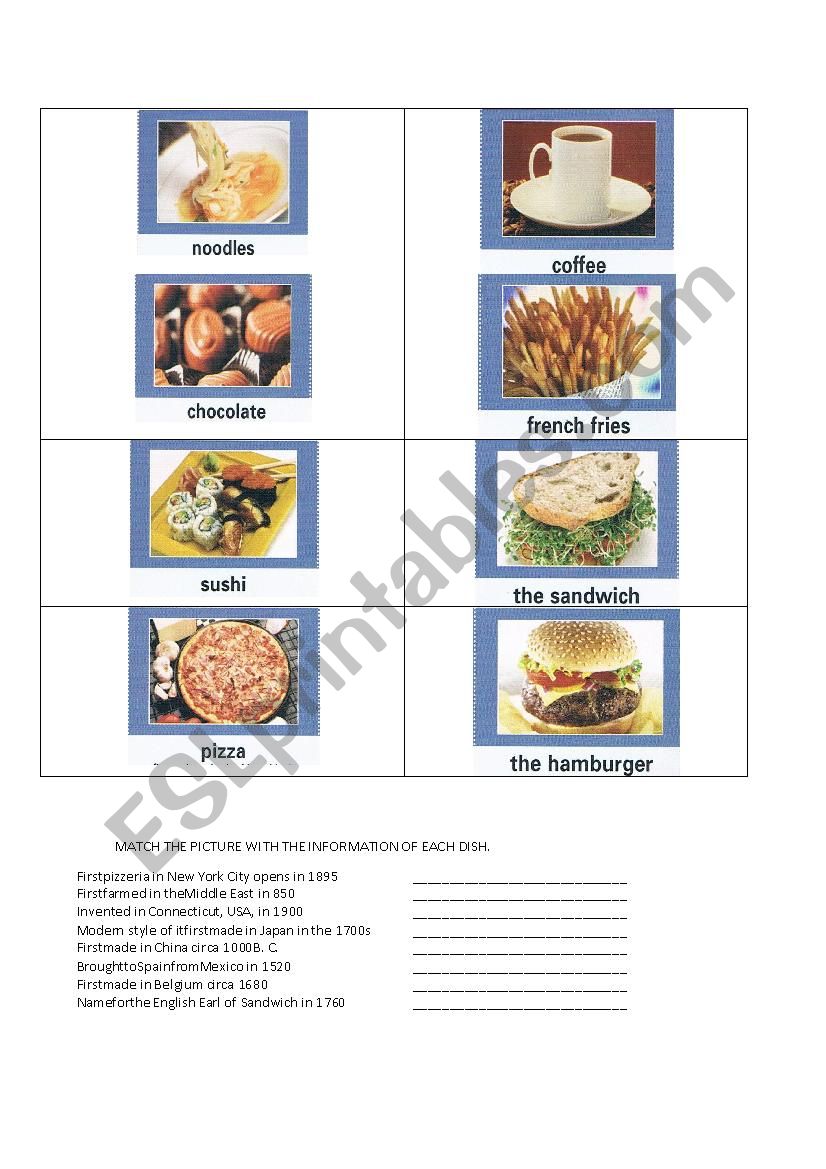 FOOD worksheet