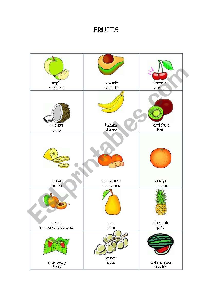 FRUITS worksheet