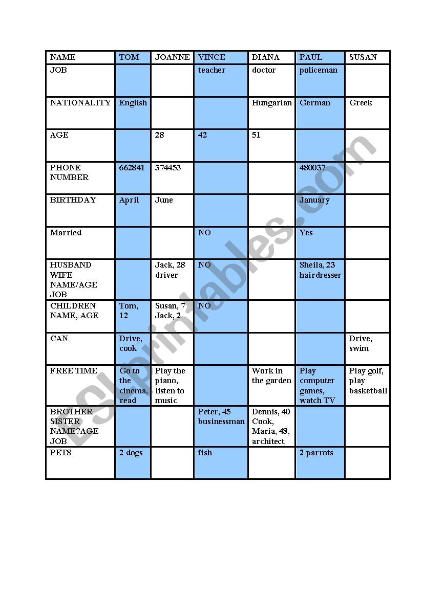 Asking questions worksheet