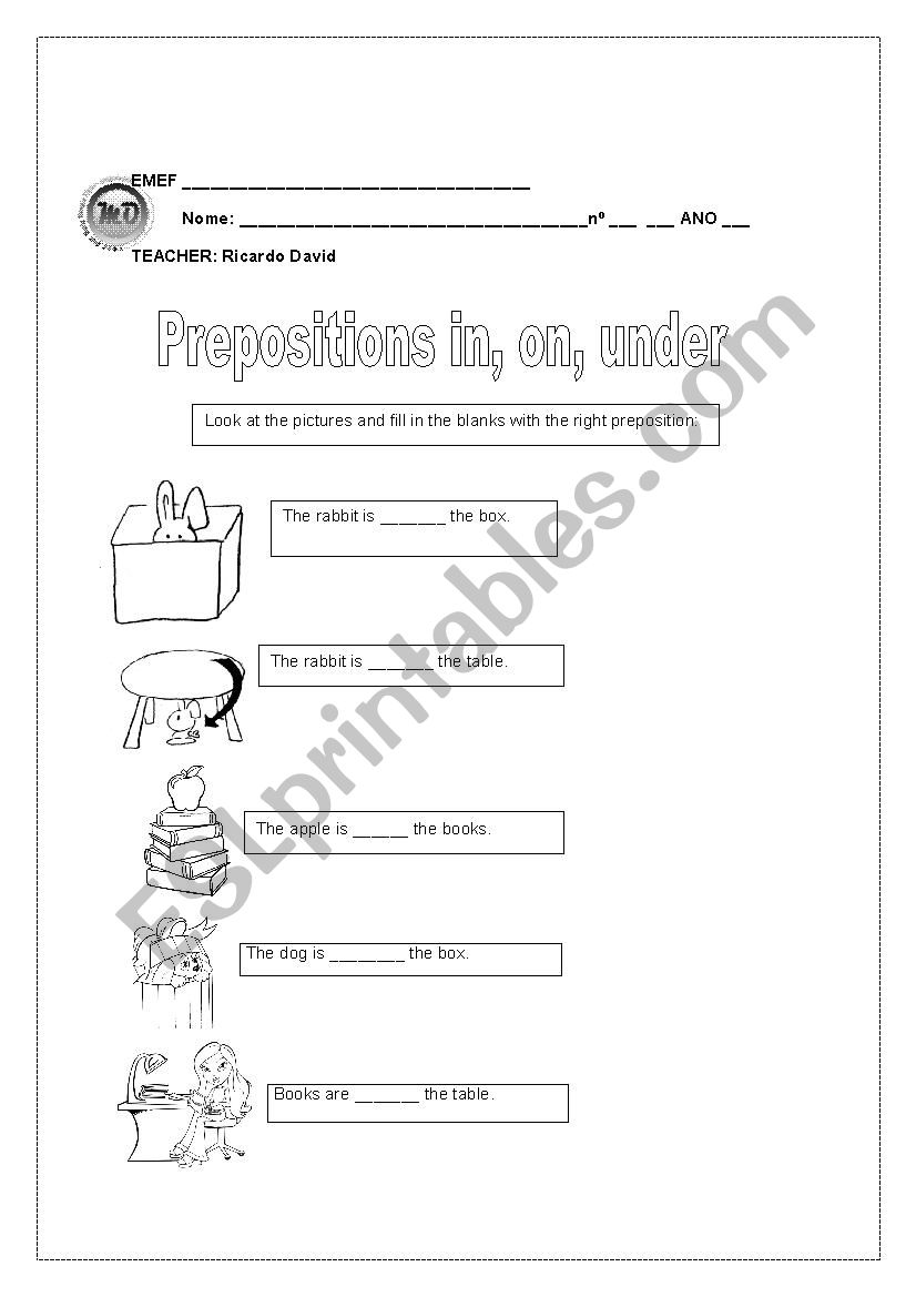 PREPOSITION. worksheet