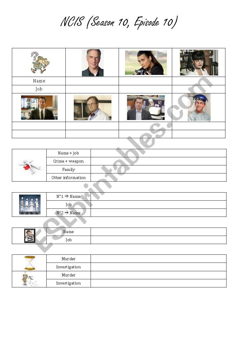 NCIS Season 10 Episode 10 worksheet