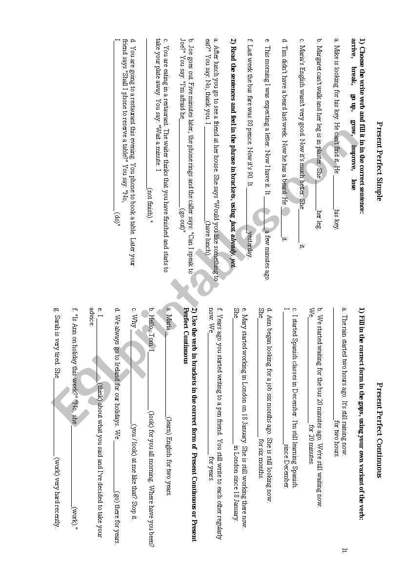 Present Perfect or Present Perfect Continuous