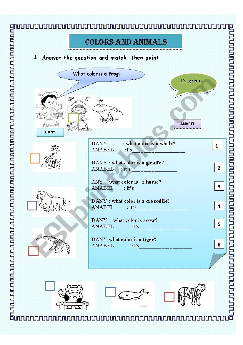 COLORS - ANIMALS worksheet
