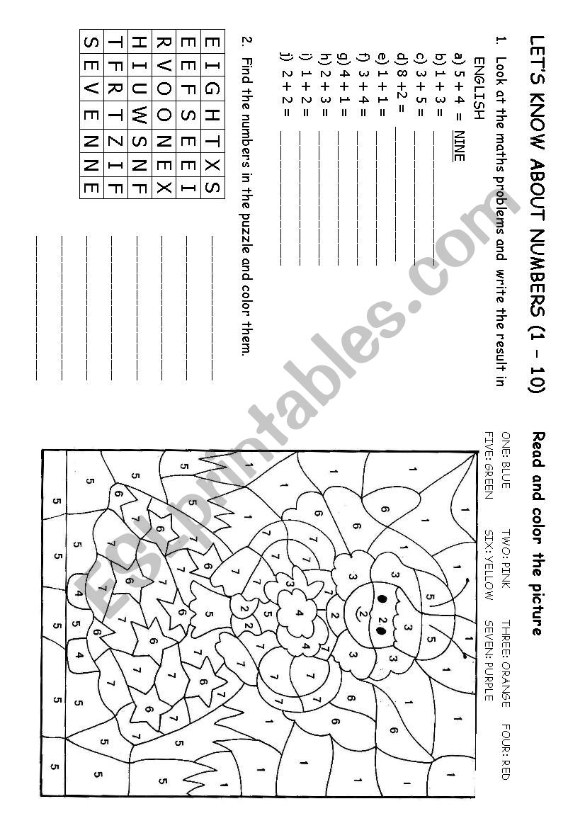 Review Of Numbers 1 10 ESL Worksheet By Misschio