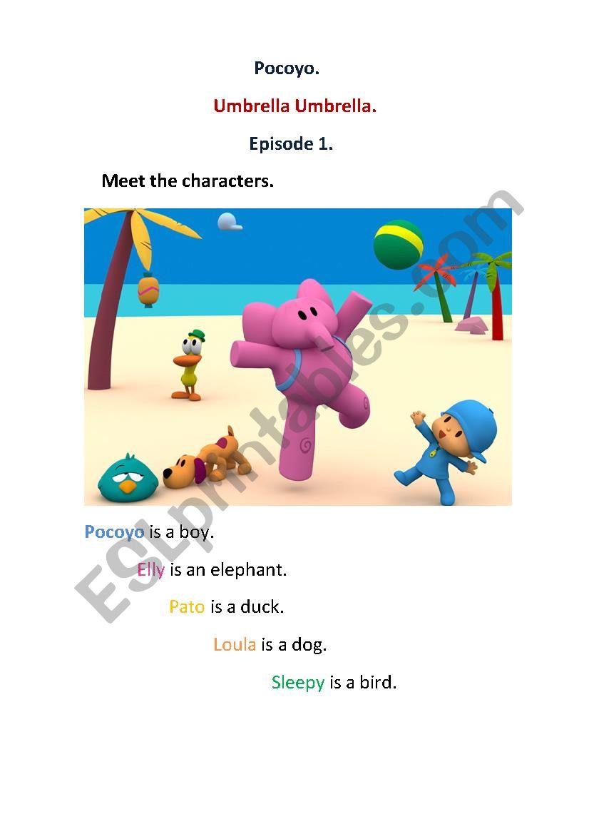 pocoyo episode 1 worksheet