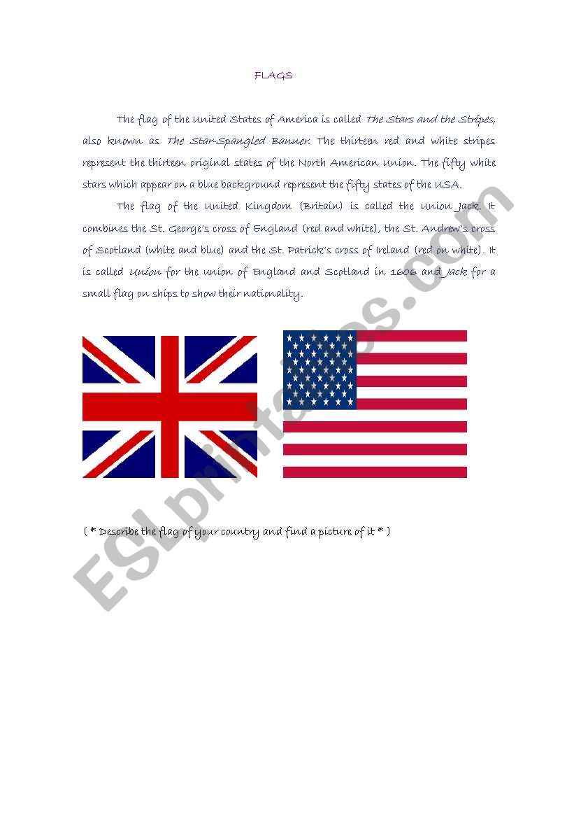 Flags worksheet