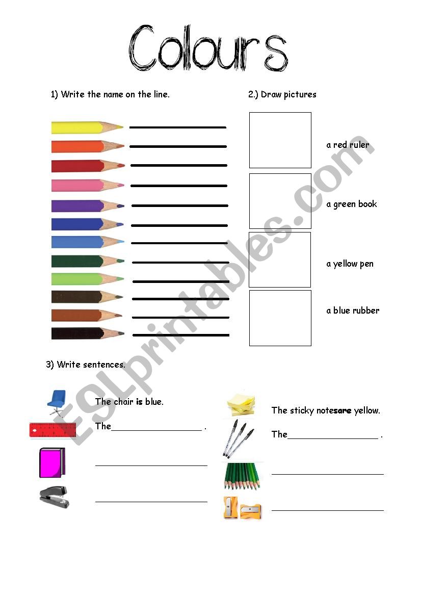 Colours worksheet