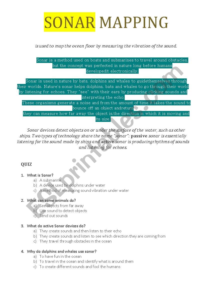 Sonar Mapping worksheet