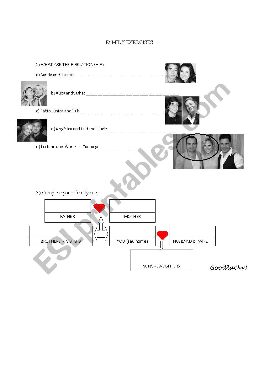 Family vocabulary exercises worksheet