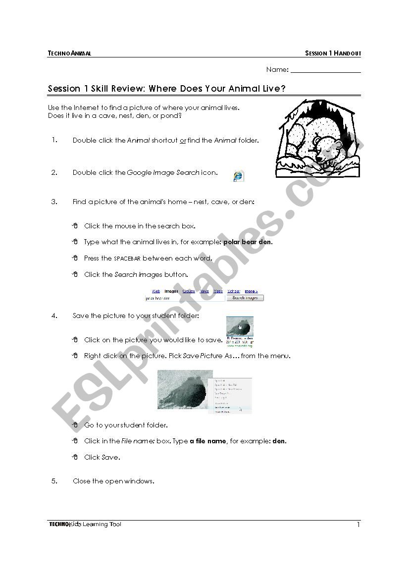 Animals worksheet