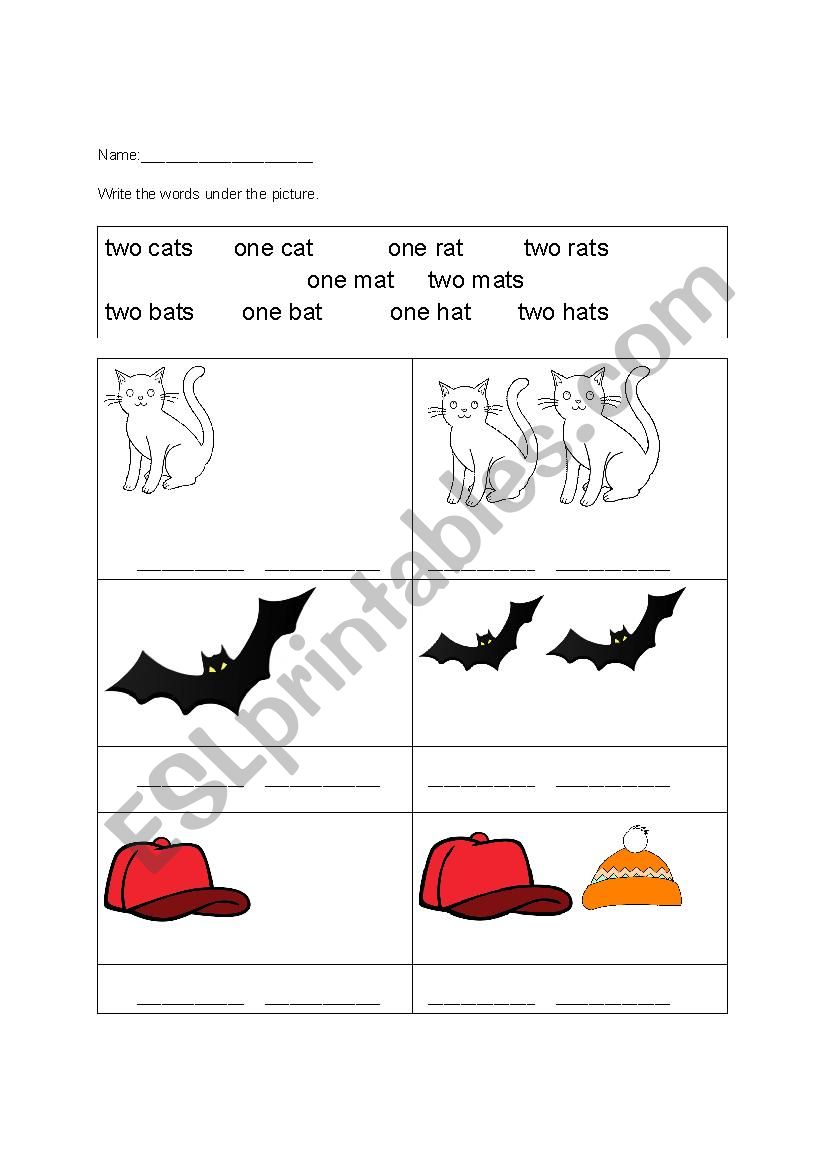 At Short A words worksheet