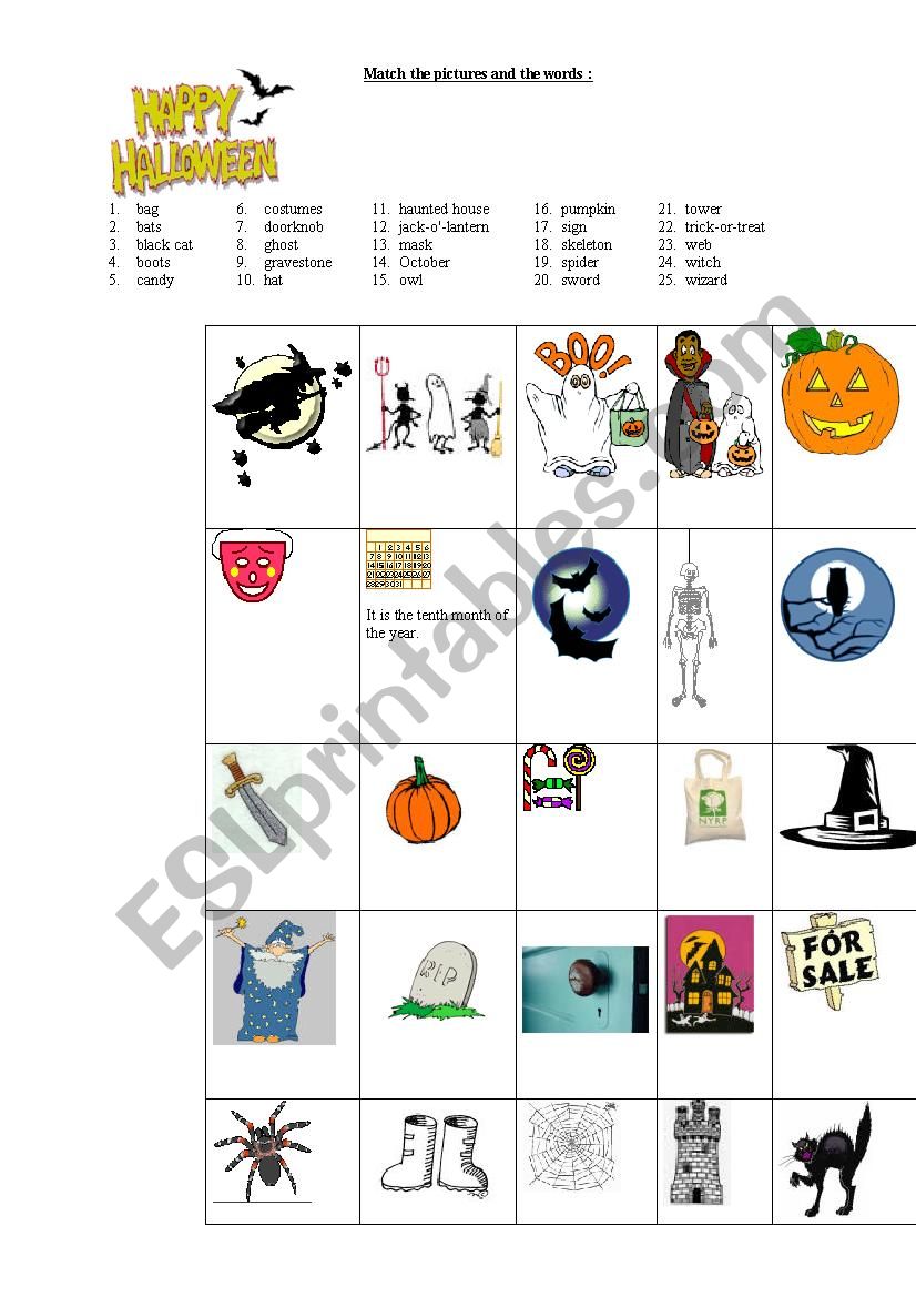 Halloween vocabulary worksheet