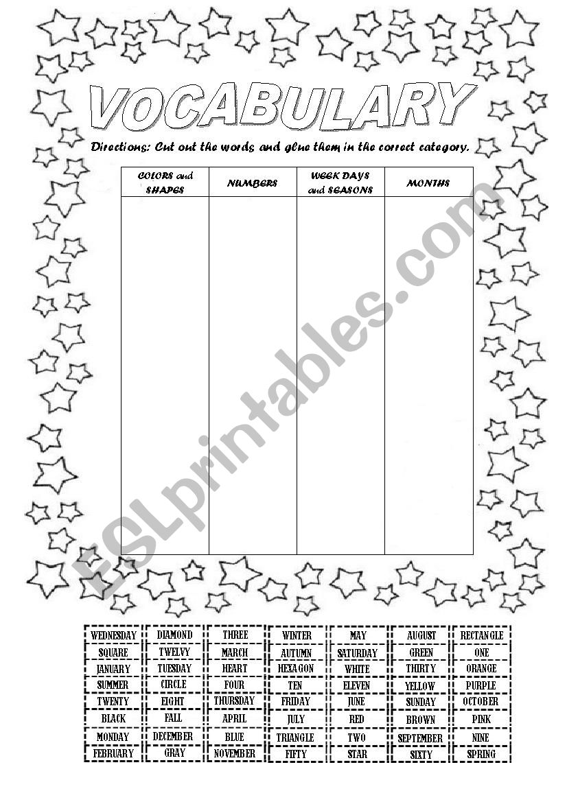 Vocabulary Review  worksheet