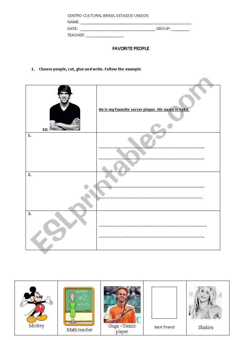 My favorite people worksheet