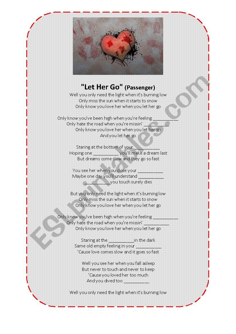 Let her go worksheet