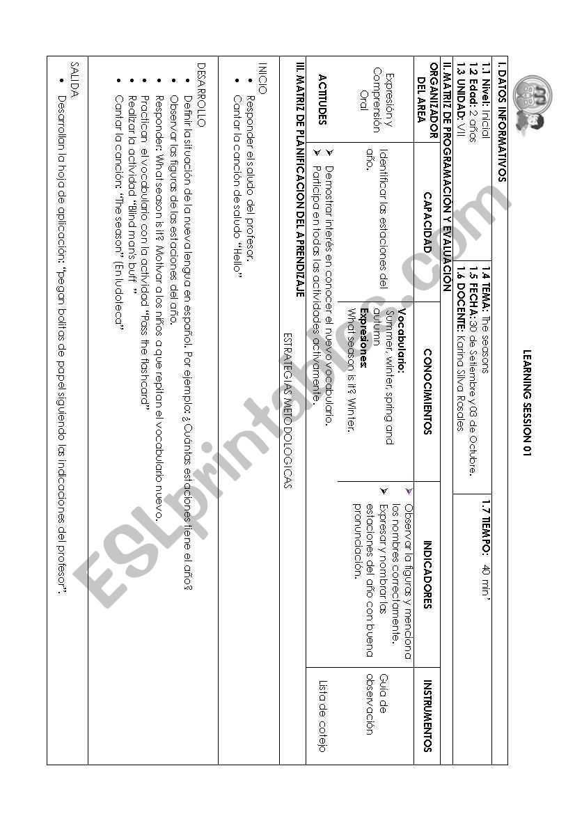 the season worksheet