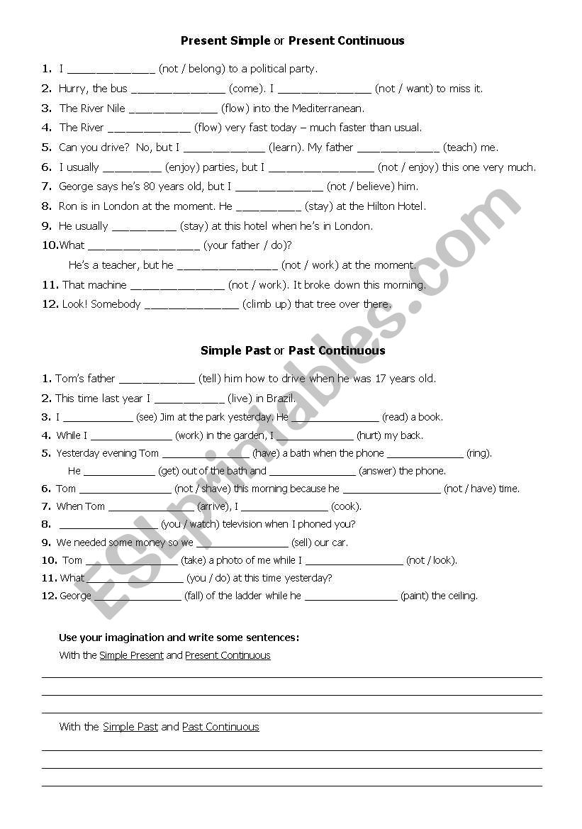 Verb Tenses worksheet