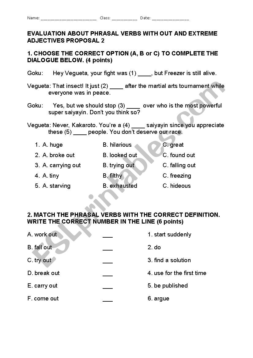 Phrasal Verbs Tic Tac Toe