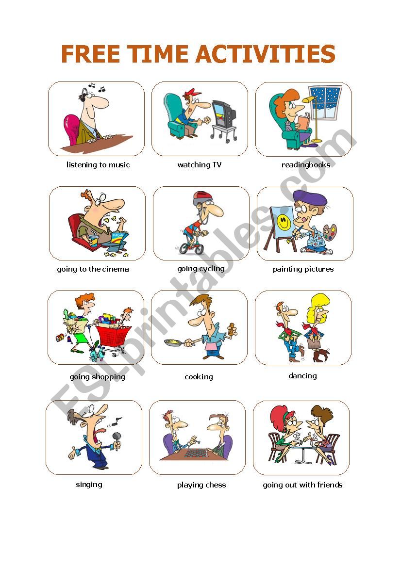 Free Time Activities Worksheet Bank2home