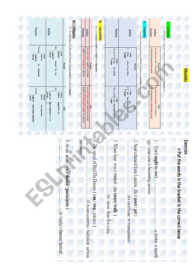 Modals worksheet